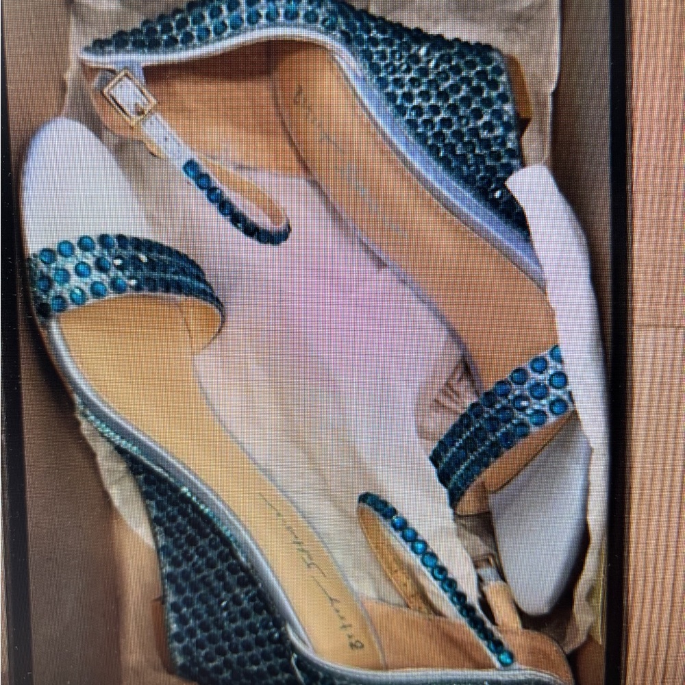 Betsy Johnson NWT - Size 7.5 Elegant Debie Bejeweled Strap Wedge